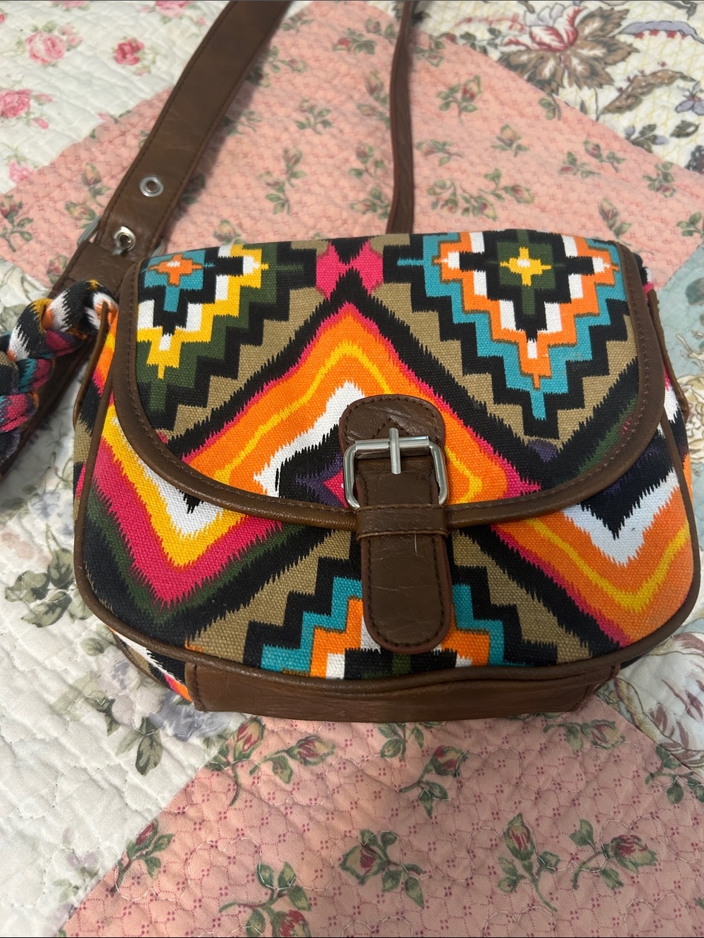 American Eagle Outfitters Multicolor Aztec Pattern Crossbody Bag